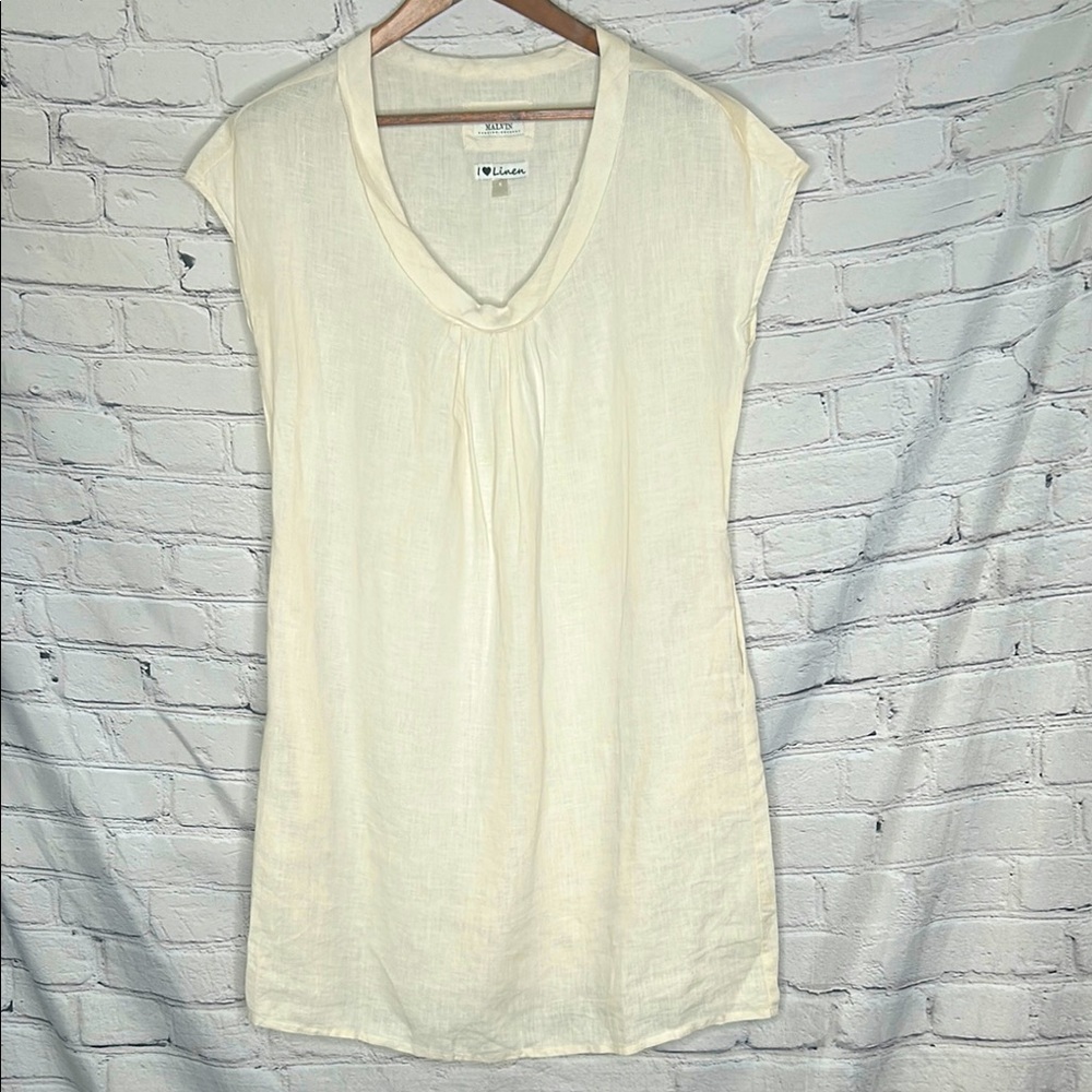Malvin Cream Colored Linen Dress Size 10 Excellent Condition